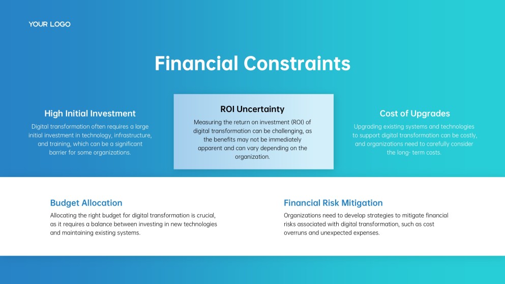 ブルークリーンテックミニマリストデジタルトランスフォーメーションPPTテンプレート
