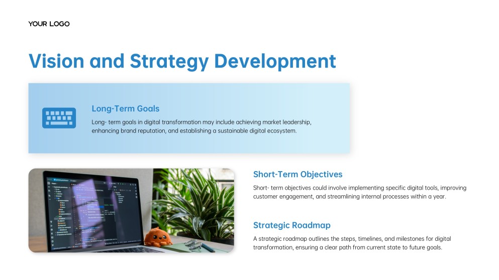 ブルークリーンテックミニマリストデジタルトランスフォーメーションPPTテンプレート