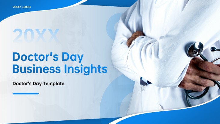 ライトブルーの医師の日PPTテンプレート