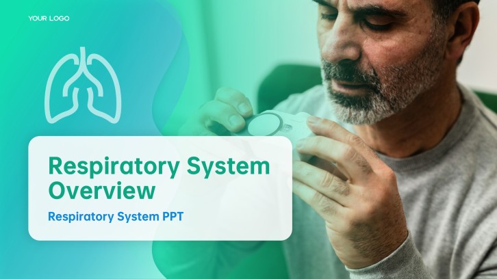 Blue-Green Minimalist Respiratory System PPT Template
