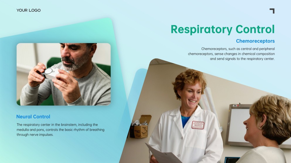 เทมเพลตพาวเวอร์พอยต์ระบบทางเดินหายใจสีน้ำเงิน-เขียวแบบมินิมอล