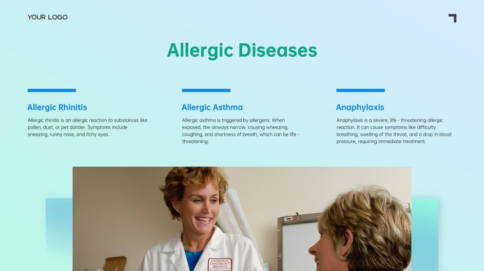 เทมเพลตพาวเวอร์พอยต์ระบบทางเดินหายใจสีน้ำเงิน-เขียวแบบมินิมอล