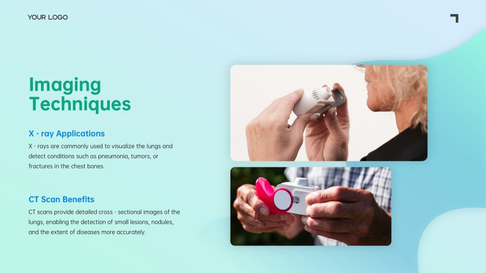 เทมเพลตพาวเวอร์พอยต์ระบบทางเดินหายใจสีน้ำเงิน-เขียวแบบมินิมอล