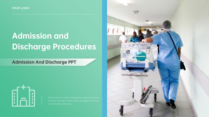 เทมเพลตพาวเวอร์พอยต์การรับและจำหน่ายผู้ป่วยโรงพยาบาลคลินิกสีเขียวอ่อน
