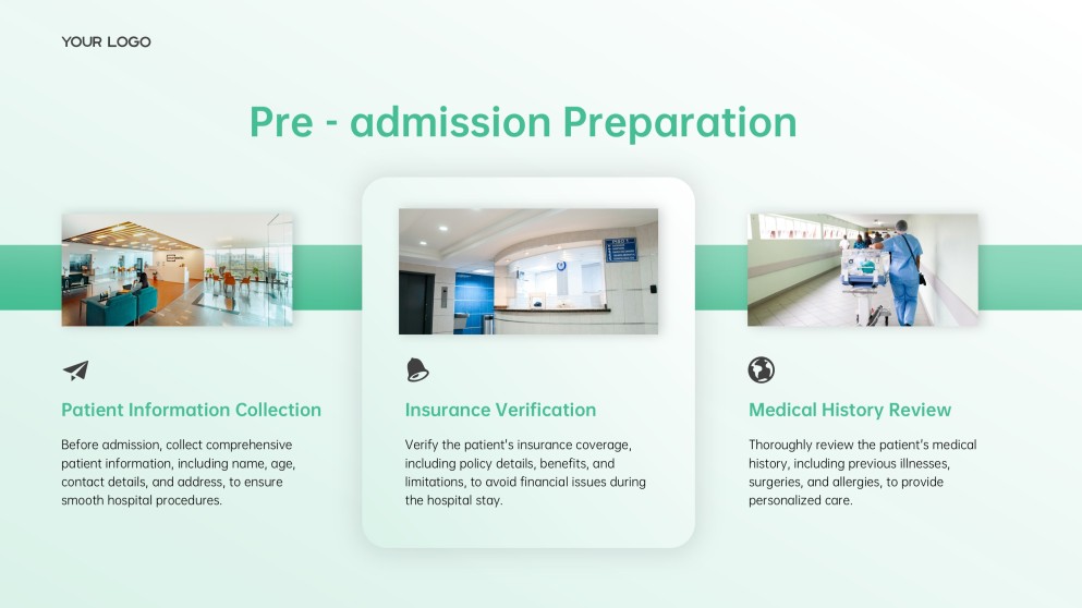 เทมเพลตพาวเวอร์พอยต์การรับและจำหน่ายผู้ป่วยโรงพยาบาลคลินิกสีเขียวอ่อน