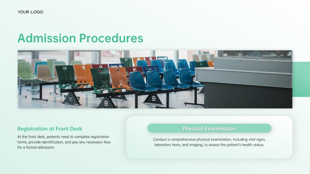 เทมเพลตพาวเวอร์พอยต์การรับและจำหน่ายผู้ป่วยโรงพยาบาลคลินิกสีเขียวอ่อน