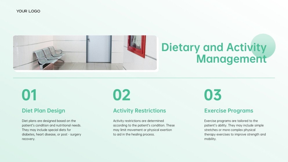 เทมเพลตพาวเวอร์พอยต์การรับและจำหน่ายผู้ป่วยโรงพยาบาลคลินิกสีเขียวอ่อน