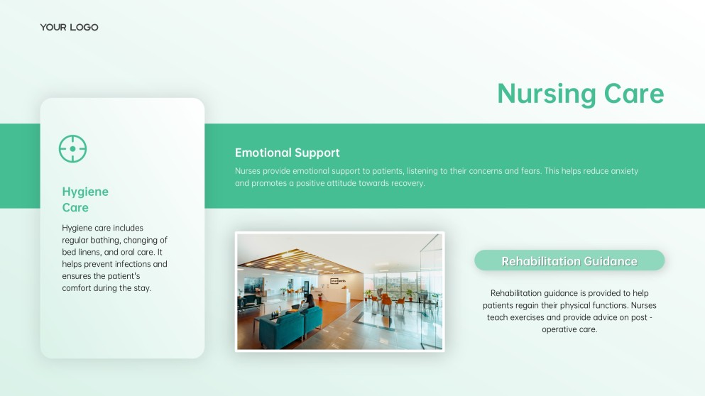 เทมเพลตพาวเวอร์พอยต์การรับและจำหน่ายผู้ป่วยโรงพยาบาลคลินิกสีเขียวอ่อน