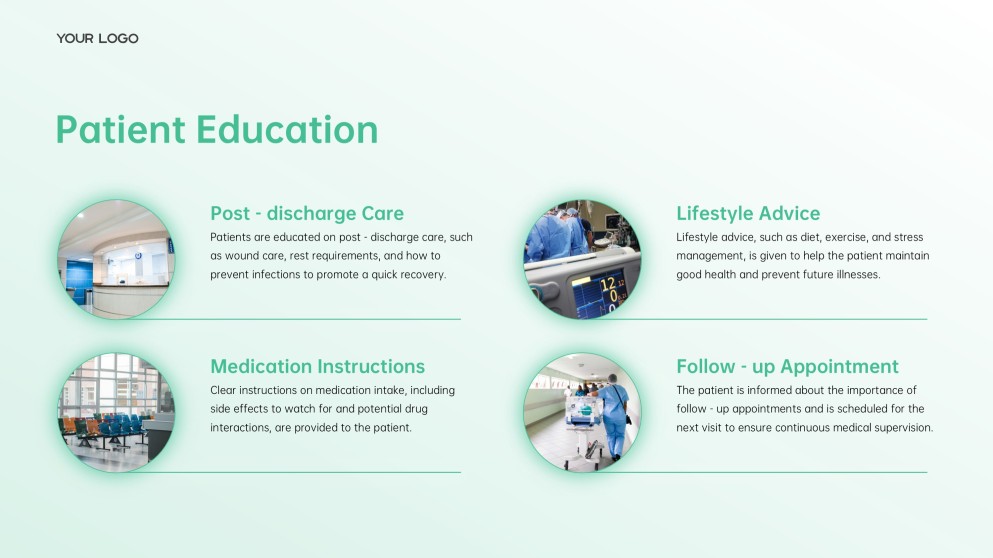 เทมเพลตพาวเวอร์พอยต์การรับและจำหน่ายผู้ป่วยโรงพยาบาลคลินิกสีเขียวอ่อน