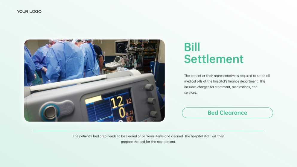 เทมเพลตพาวเวอร์พอยต์การรับและจำหน่ายผู้ป่วยโรงพยาบาลคลินิกสีเขียวอ่อน