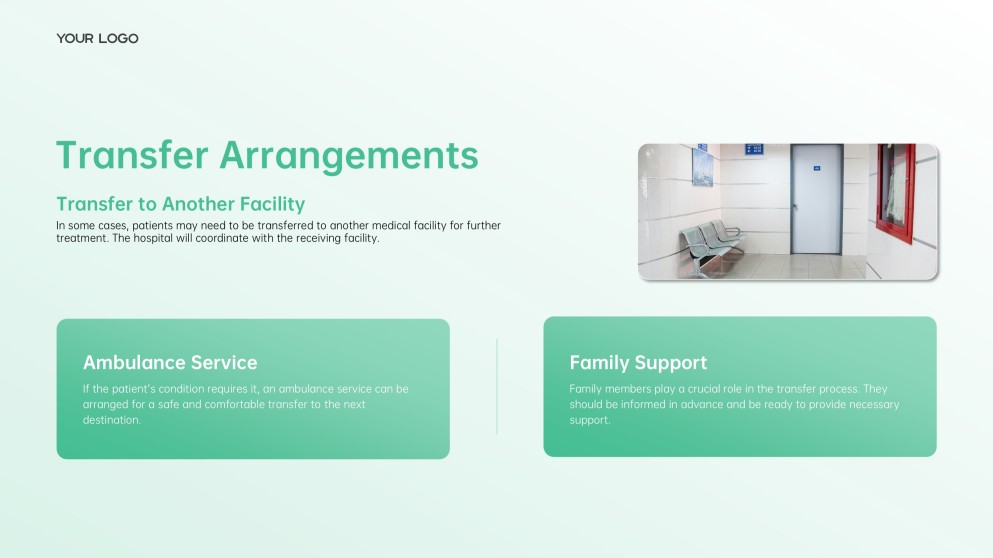 เทมเพลตพาวเวอร์พอยต์การรับและจำหน่ายผู้ป่วยโรงพยาบาลคลินิกสีเขียวอ่อน