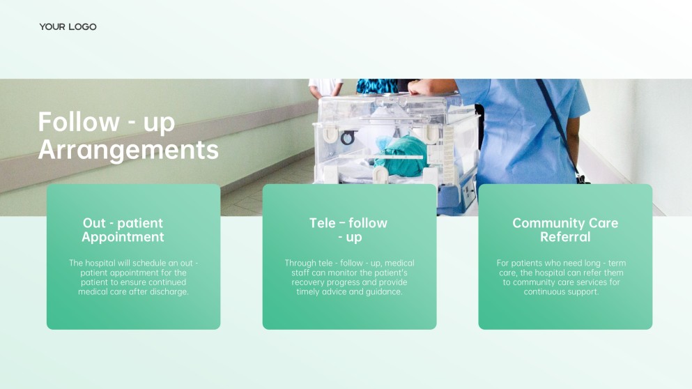 เทมเพลตพาวเวอร์พอยต์การรับและจำหน่ายผู้ป่วยโรงพยาบาลคลินิกสีเขียวอ่อน