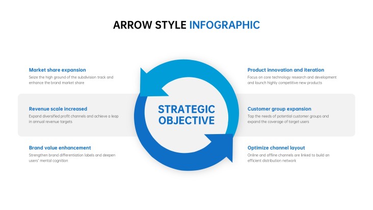 Infográficos Blue Arrow para PowerPoint e Google Slides