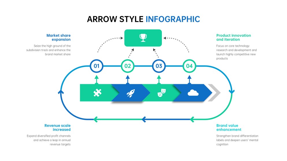 Infográficos Blue Arrow para PowerPoint e Google Slides