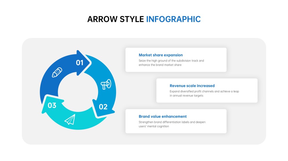 Infográficos Blue Arrow para PowerPoint e Google Slides
