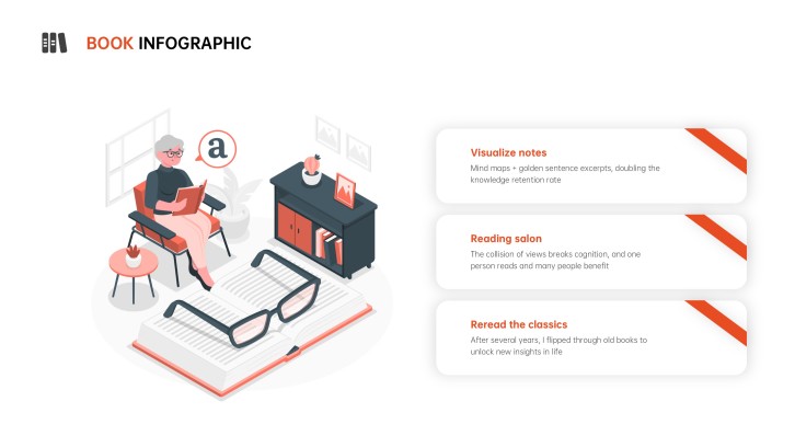 Mga Kaakit-akit na Template ng Infographic ng Orange na Libro