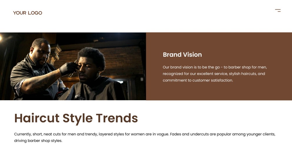 Brown High-End Barber Shop Business Plan Template