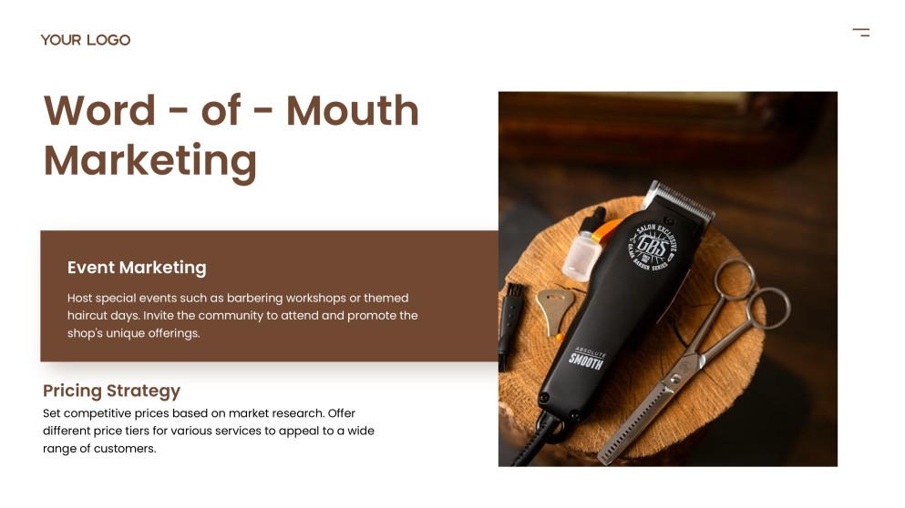 Brown High-End Barber Shop Business Plan Template