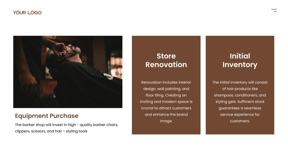 Brown High-End Barber Shop Business Plan Template