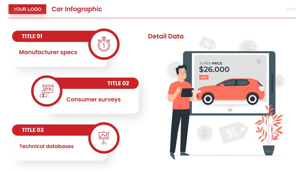 Red Cartoon Car Infographic Templates