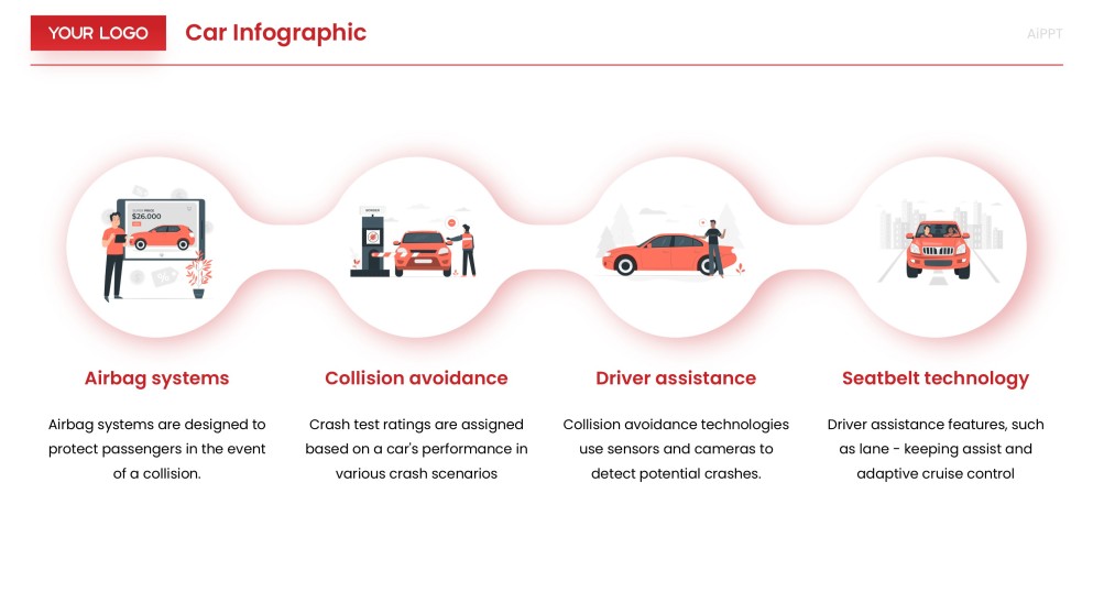 Red Cartoon Car Infographic Templates