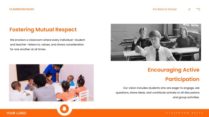 Fostering mutual respect and participation classroom rules slide