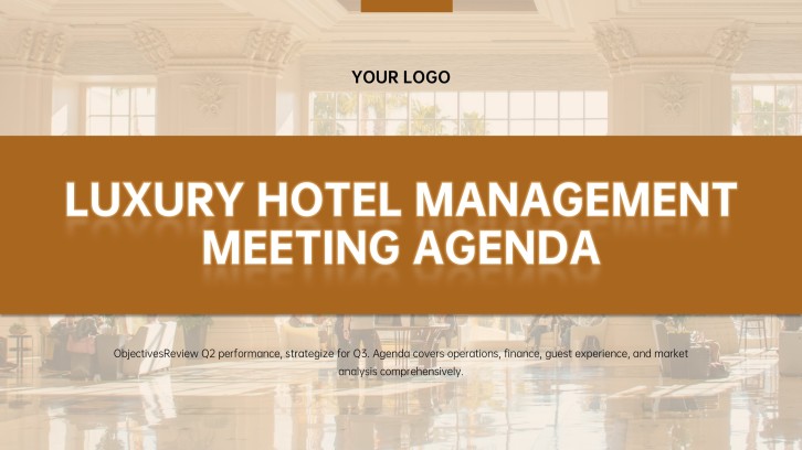 Luxury Hotel Management Meeting Agenda PPT