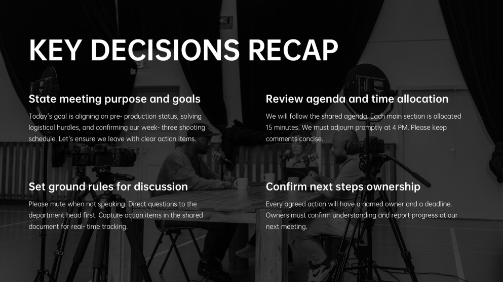 Film Production Meeting Agenda PPT
