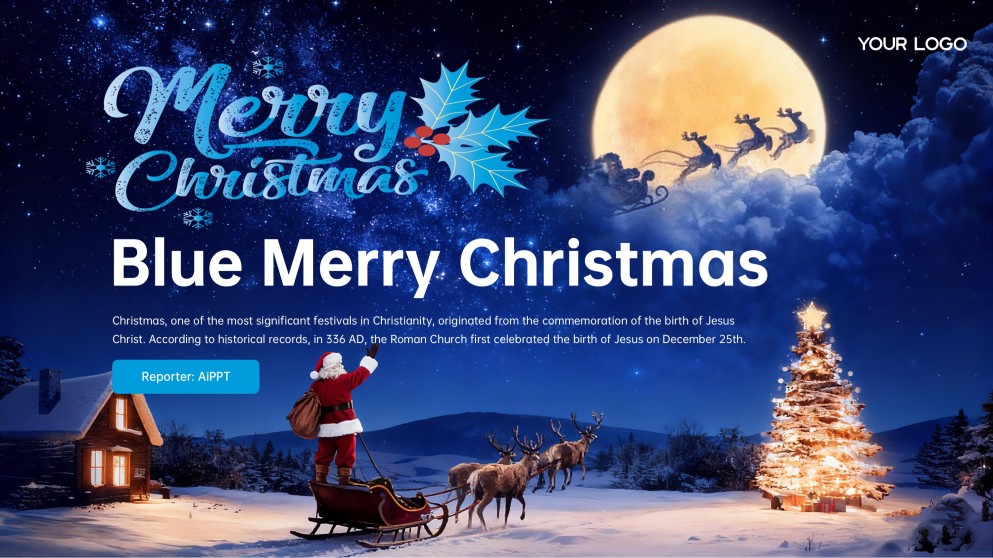 Plantilla de PowerPoint y Google Slides de Luces de Navidad Gratis