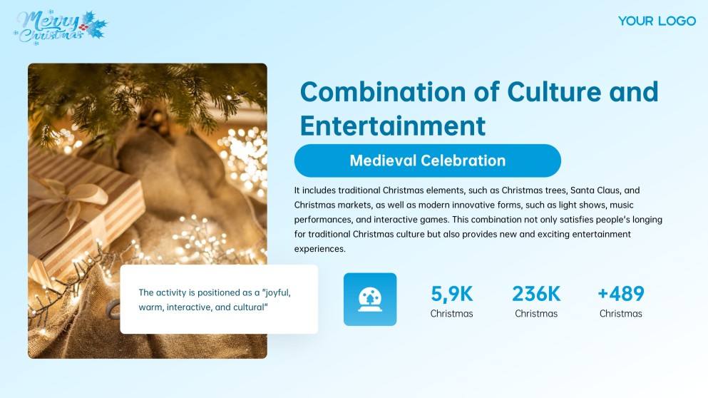 Plantilla de PowerPoint y Google Slides de Luces de Navidad Gratis