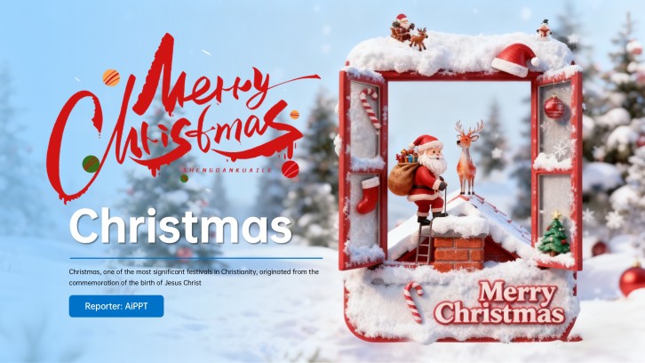 Blue Cartoon Christmas Presentation Template