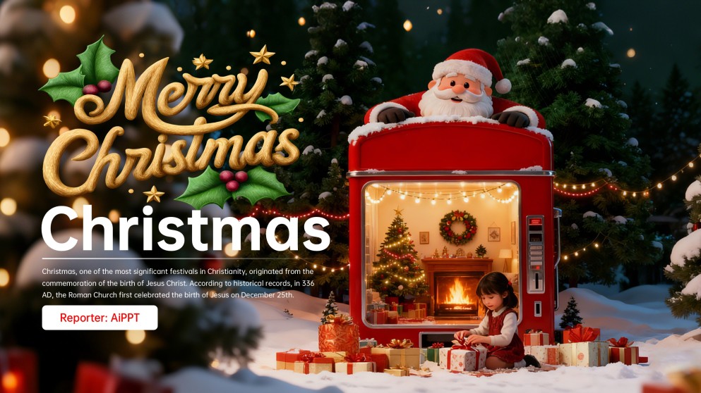 Plantilla Creativa de Diapositivas Navideñas de Dibujos Animados Rojos