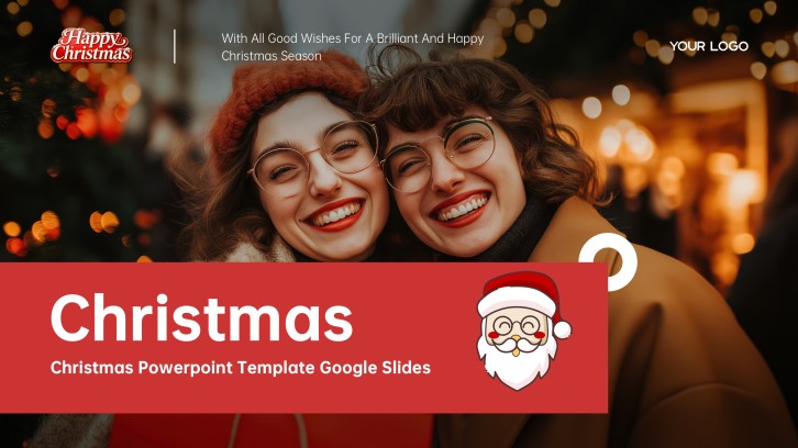 赤と白のビジネススタイルクリスマスパワーポイントテンプレート