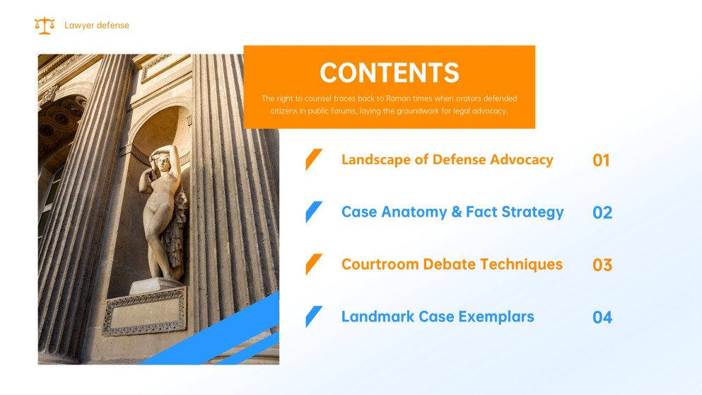 Plantilla de Presentación de Defensa de Abogado Estilo Minimalista Amarillo y Azul