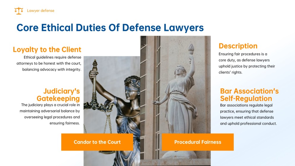 Plantilla de Presentación de Defensa de Abogado Estilo Minimalista Amarillo y Azul