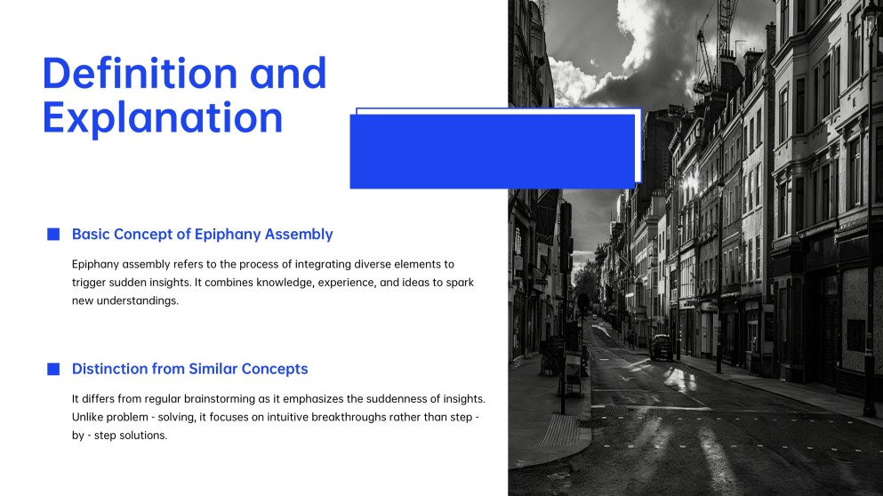 Plantilla de PPT para Presentación de Asamblea de Epifanía de Perspectiva Creativa Azul