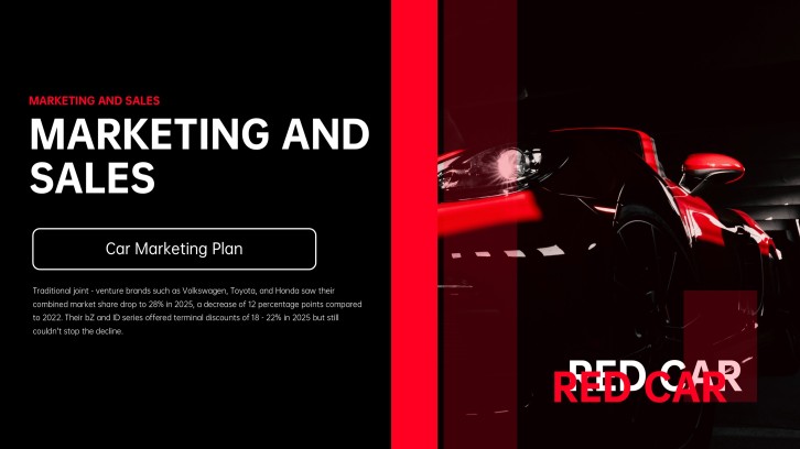 Red and Black Business Style Marketing and Sales Strategy Presentation Template