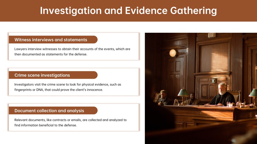 Modelo de PPT para Defesa de Caso Criminal Criativo Marrom