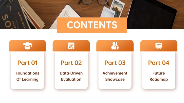 Educational Group Project Management Presentation slide 2: Slide 2: Contents + Project Flow