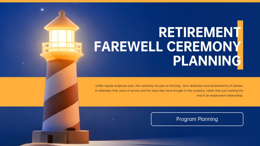 Blue Orange Minimalist Retirement Farewell Presentation Template
