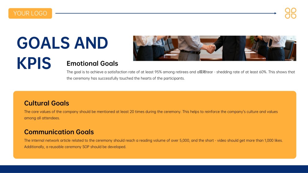 Blue Orange Minimalist Retirement Farewell Presentation Template