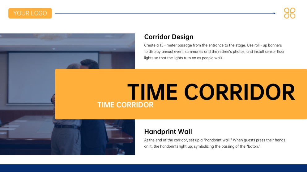 Blue Orange Minimalist Retirement Farewell Presentation Template