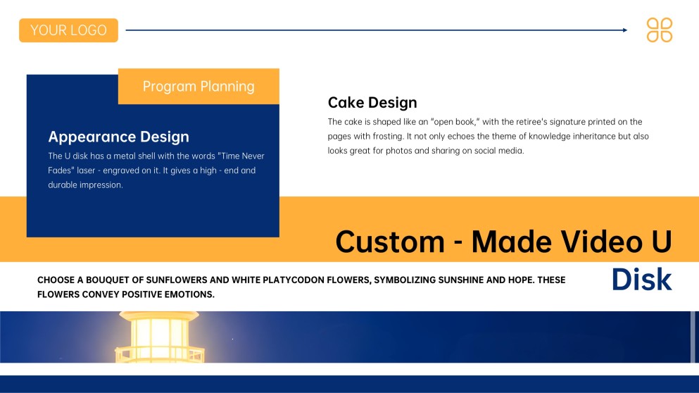 Blue Orange Minimalist Retirement Farewell Presentation Template