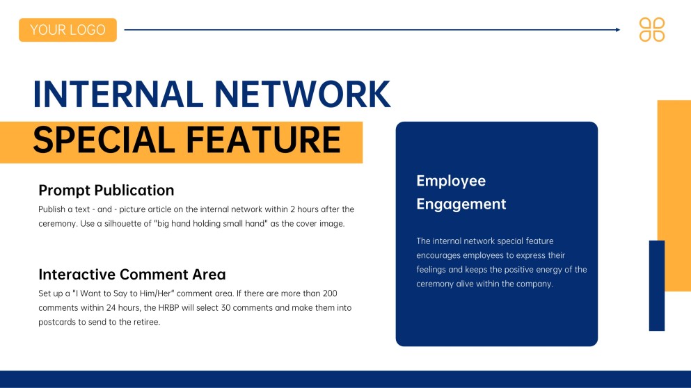 Blue Orange Minimalist Retirement Farewell Presentation Template