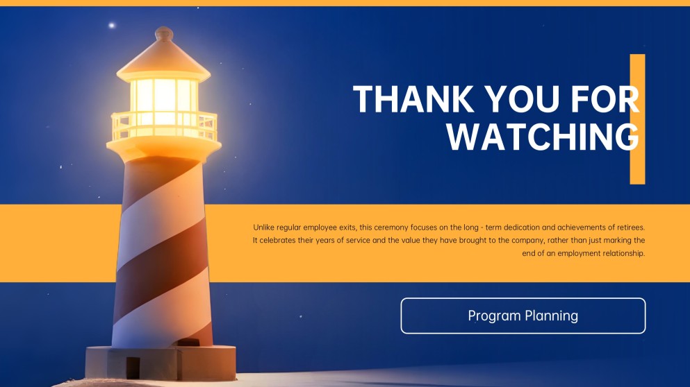 Blue Orange Minimalist Retirement Farewell Presentation Template