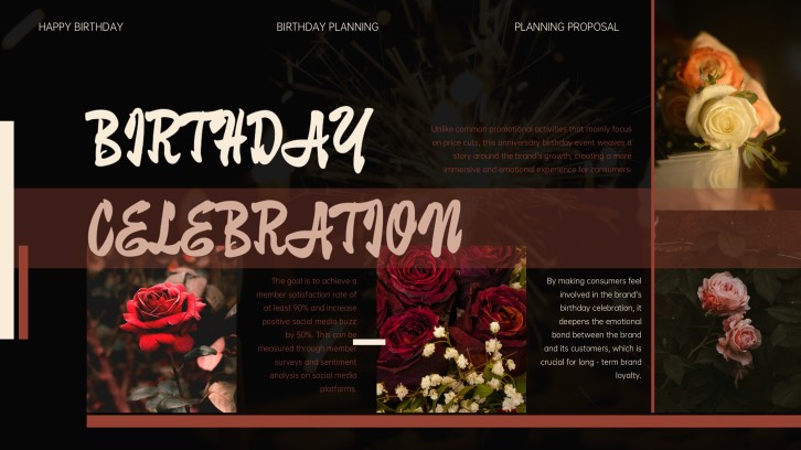 黑紅歐美風格生日慶祝PPT模板