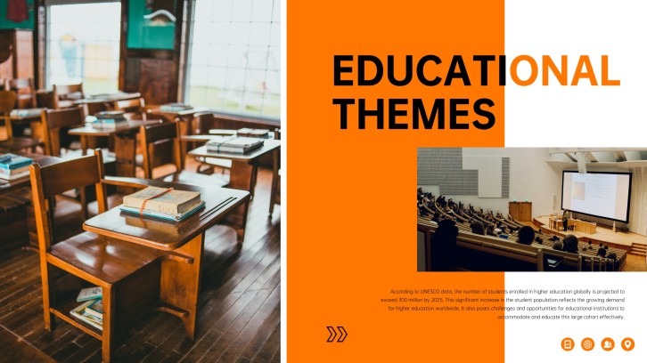 Modèle Google Slides d'Éducation de Style Occidental Orange et Noir