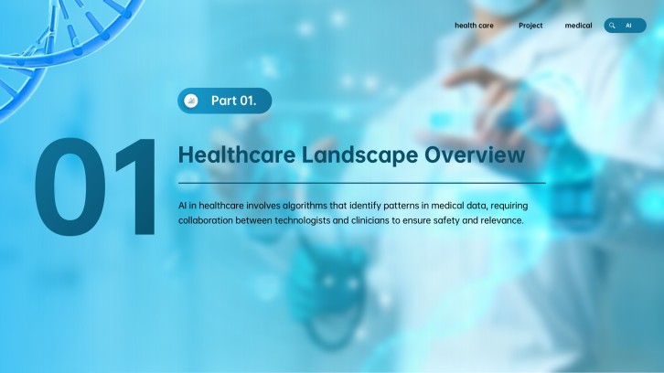 Machine learning project presentation example slide 3 preview: healthcare prediction context