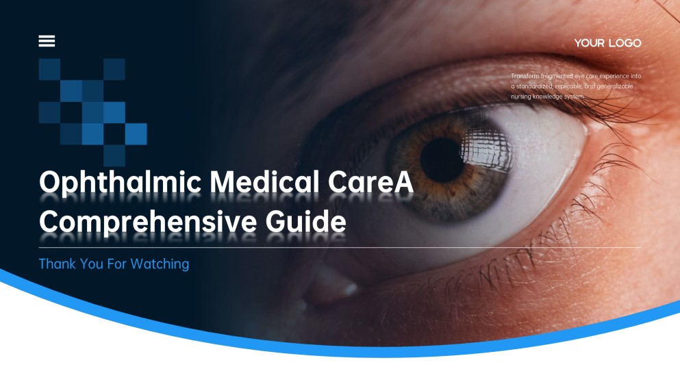 Modelo de Apresentação Médica de Oftalmologia Minimalista Azul Profundo para Google Slides