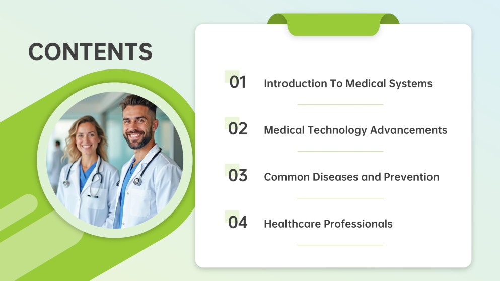 Light Green Business Style Medical Slides Template